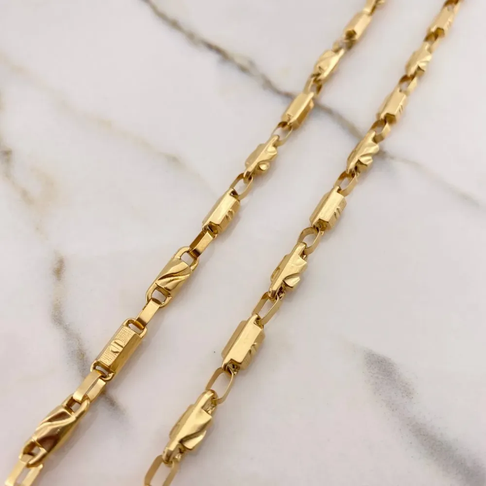Cadena Rustica Barril 19.35gr / 60cm / 4mm Liso Oro Amarillo $ para Riego Eficiente