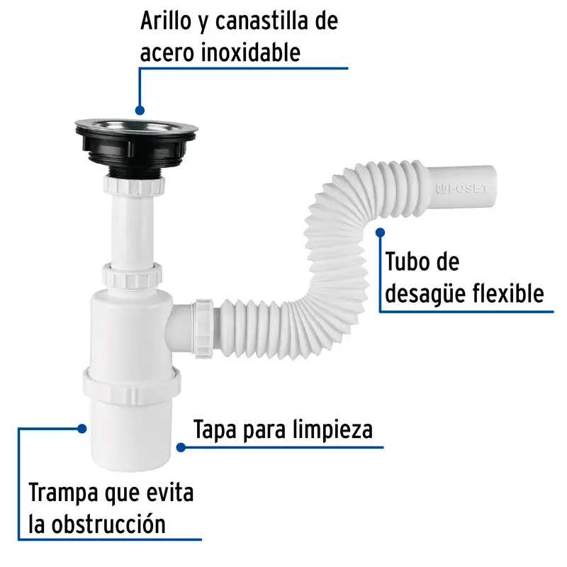 Céspol de bote con contracanasta de acero inoxidable para fregadero, 49506 foset ce 292
