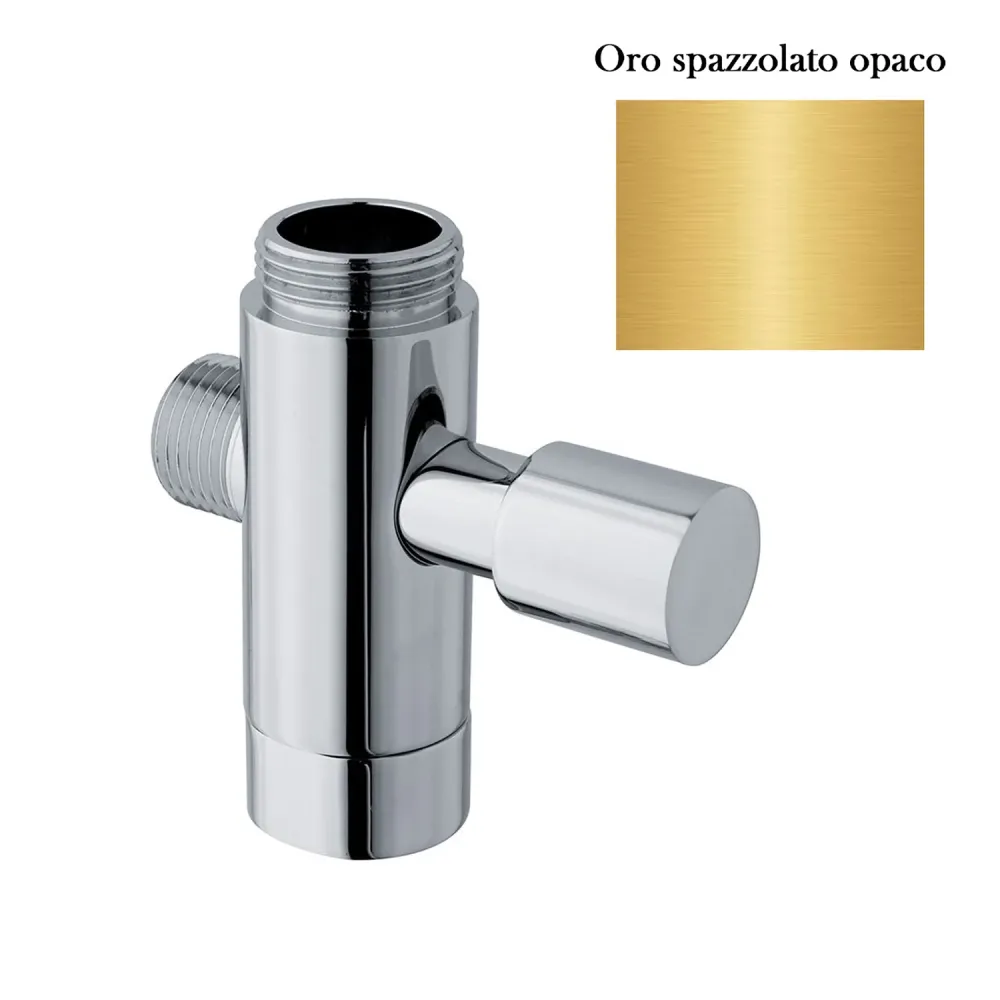 Desviador de latón con conexión 3/4M, 3/4F y 1/2M oro cepillado