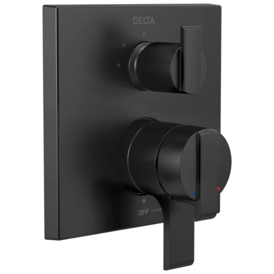 Grifo De Ducha Angular Con Desviador Integrado 3 Posiciones Negro Mate - Delta