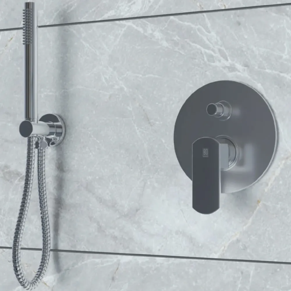 Mezclador monomando empotrado para ducha con desviador RubiFlux serie Dema - Cromo
