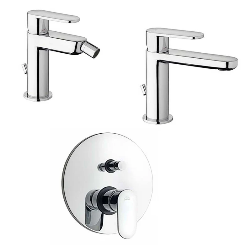 Paffoni Candy mezclador lavabo c/desagüe, bidé c/desagüe y ducha con desviador
