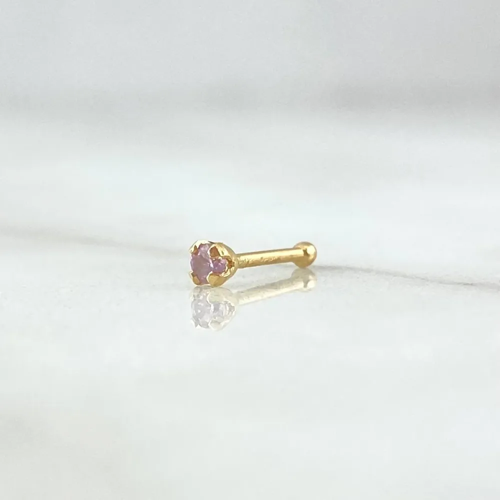 Piercing Chispa Fija 0.1gr / 1cm / Circon Lila Nítido Oro Amarillo 18K (Joya) - 1/2" de Entrada