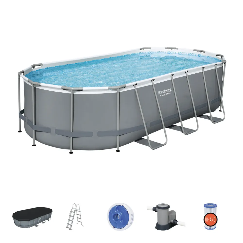 Piscina desmontable tubular Bestway power de acero oval 549x274x122 cm con dep