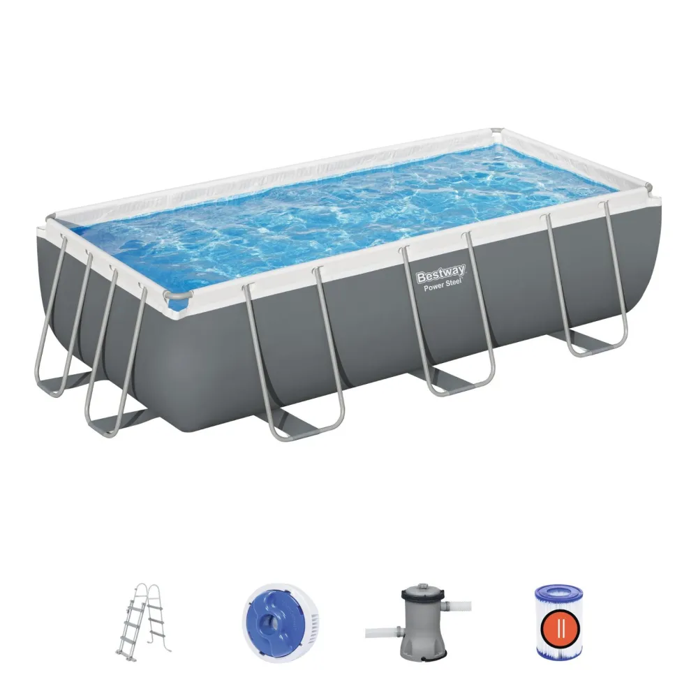 Piscina desmontable tubular Bestway power inoxidable 404x201x100 cm depuradora c