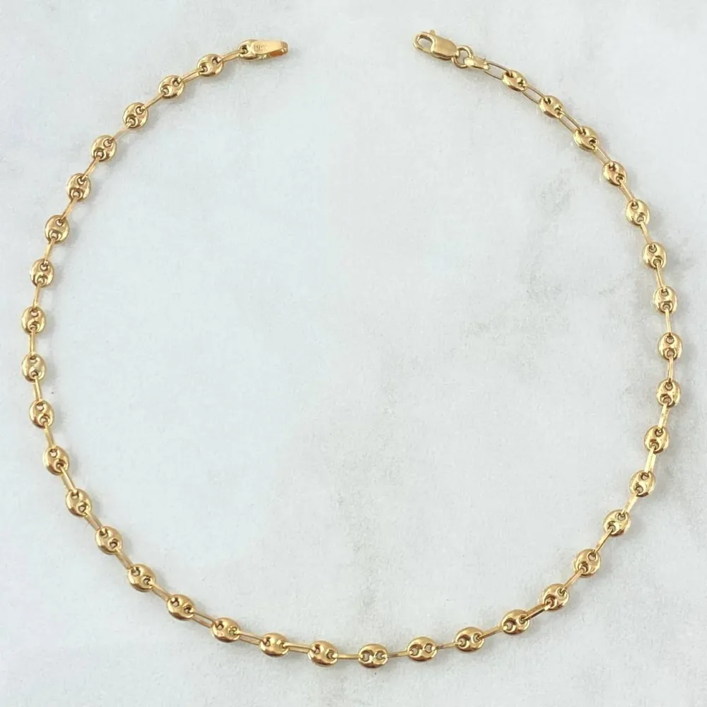 Tobillera GC 3.25gr / 25.5cm / 3.2mm Liso Oro Amarillo 18K
