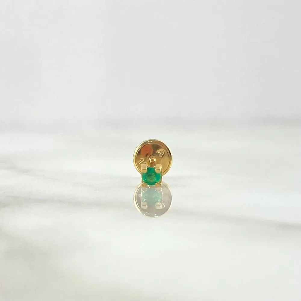 Topo Chispa 0.25gr / 3mm Esmeralda 3 Puntos Oro Amarillo (Joya) con 10 Aspersores Incluidos