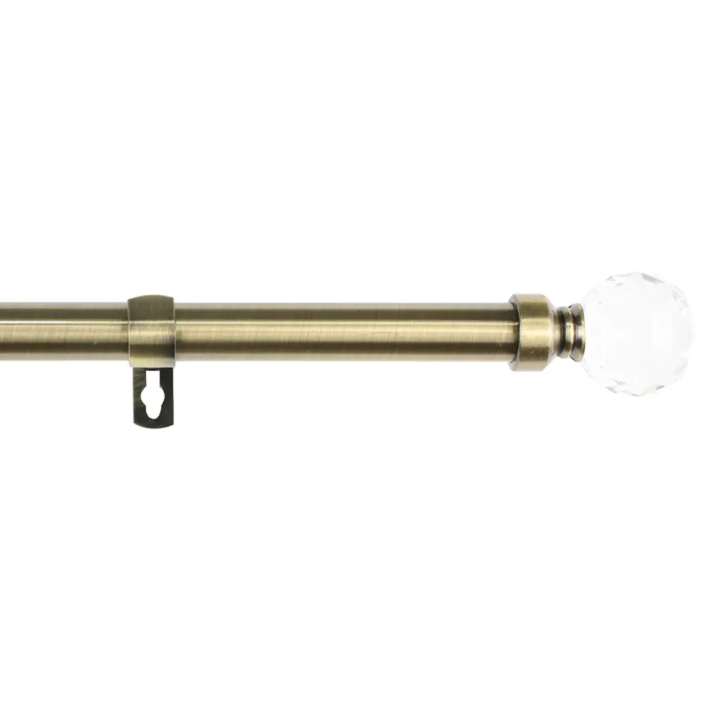 Barra de acero extensible y decorativa (dorado, 120-210cm bola cristal) Resistente la Intemperie