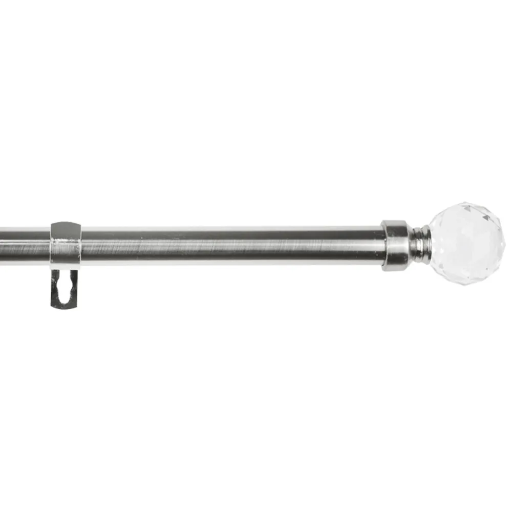 Barra de acero extensible y decorativa (plata, 70-120cm bola cristal) para Jardín y Patio