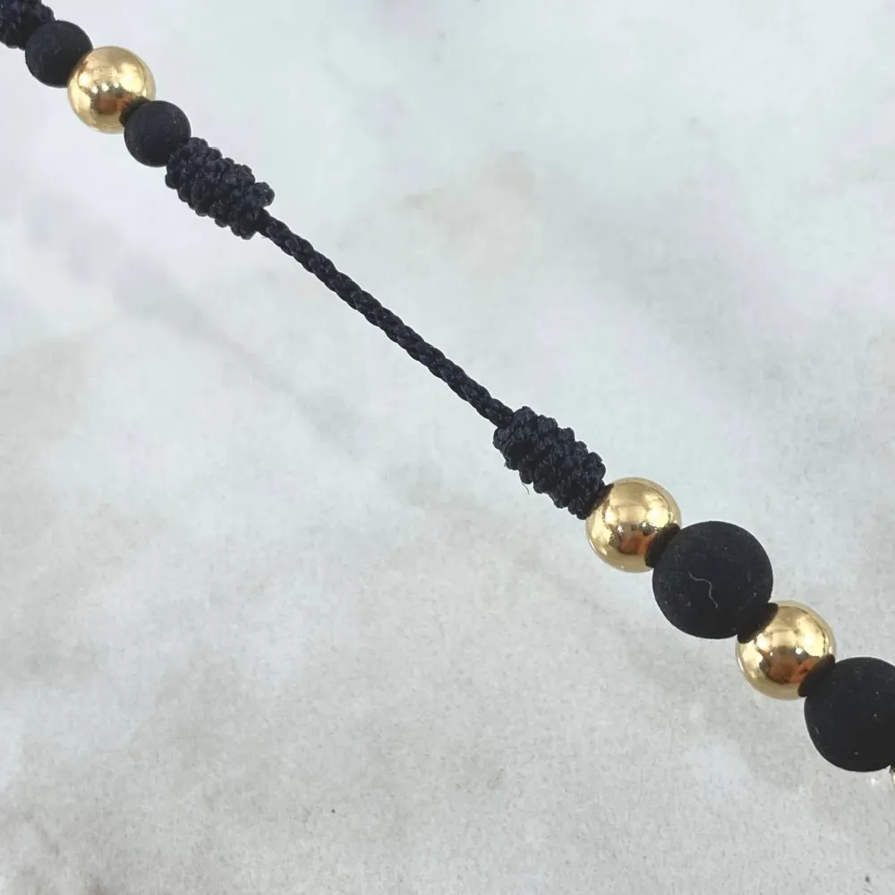 Escultura Resinada Rosario Virgen Guadalupe - Bolas Lisas 5mm 5.4gr / Cruz Lisa Oro Amarillo