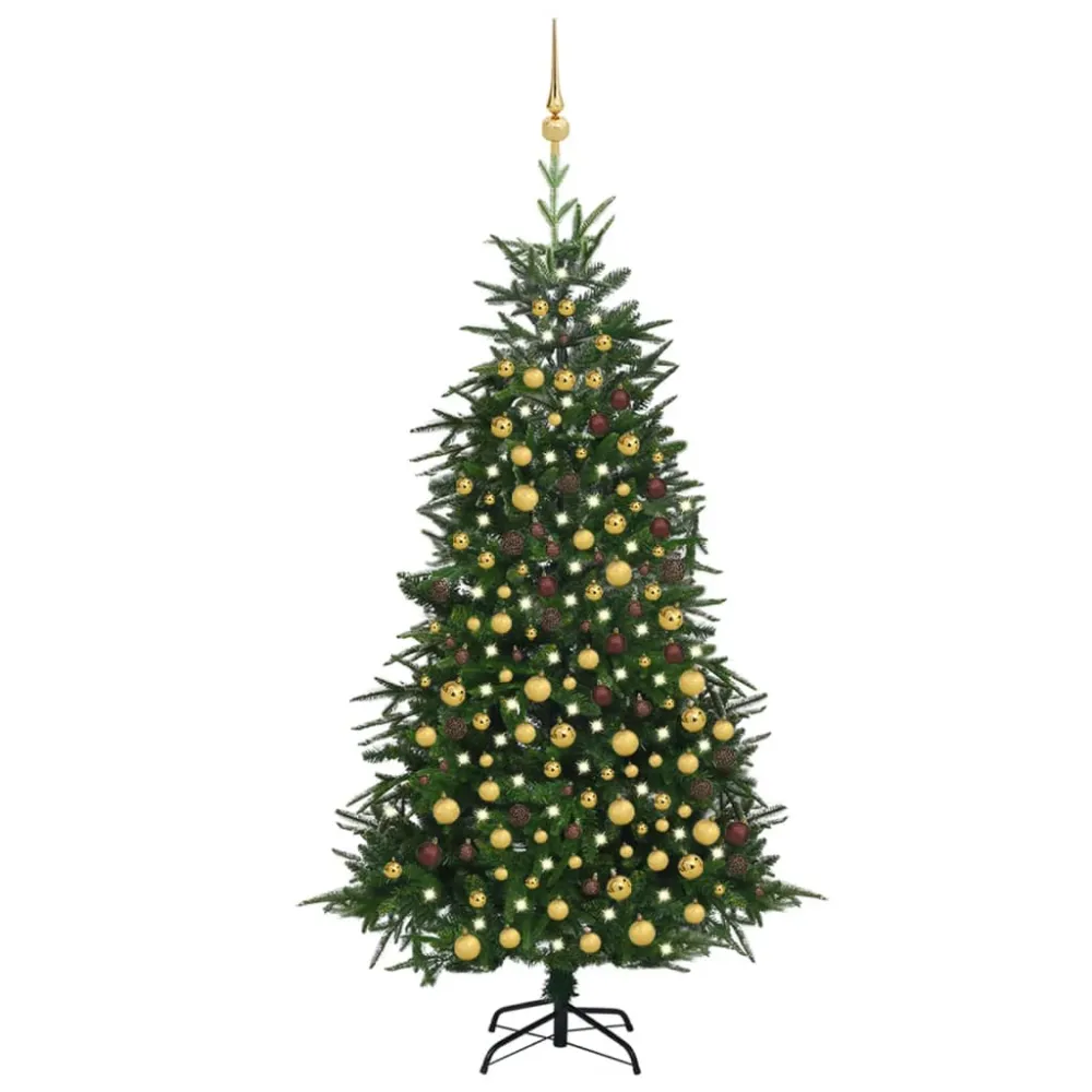 Escultura Resinada vidaXL árbol de navidad artificial con LED y bolas PVC&pe verde 240 cm