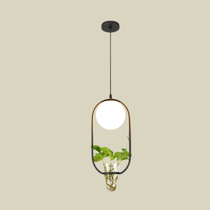 Estatua de Concreto Lámpara colgante con forma de globo de cristal opalino, lámpara colgante para sala de estar con 1 cabe...