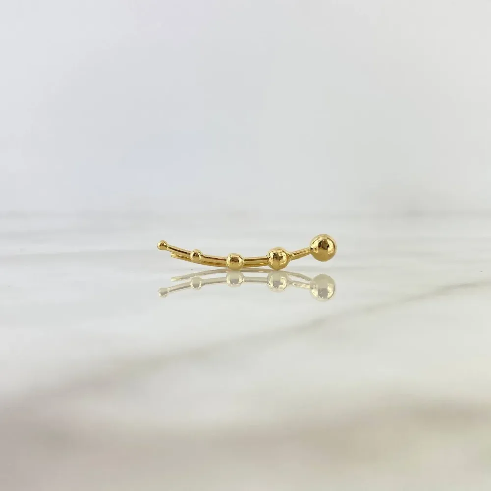 Estatua de Concreto Piercing Earcuff Simulador 1.25gr / 3.2cm / 5mm-2mm Estela de Bolas Lisas Oro Amarillo (Joya) *