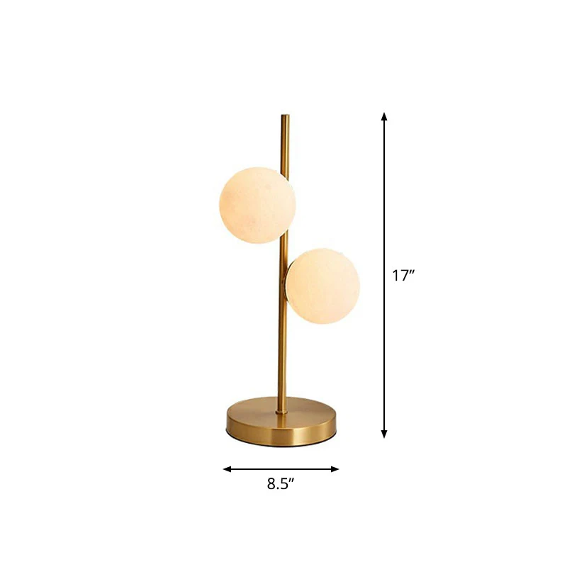 Estatuilla Clásica Lámpara de mesa chapada en oro, sencilla, con bola de cristal opalina, para mesita de noche, para dormi...