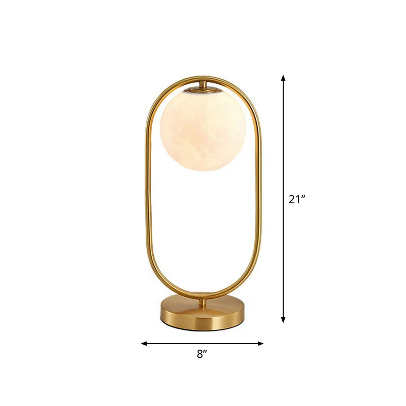 Estatuilla Clásica Lámpara de mesa chapada en oro, sencilla, con bola de cristal opalina, para mesita de noche, para dormi...