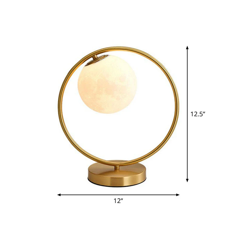 Estatuilla Clásica Lámpara de mesa chapada en oro, sencilla, con bola de cristal opalina, para mesita de noche, para dormi...