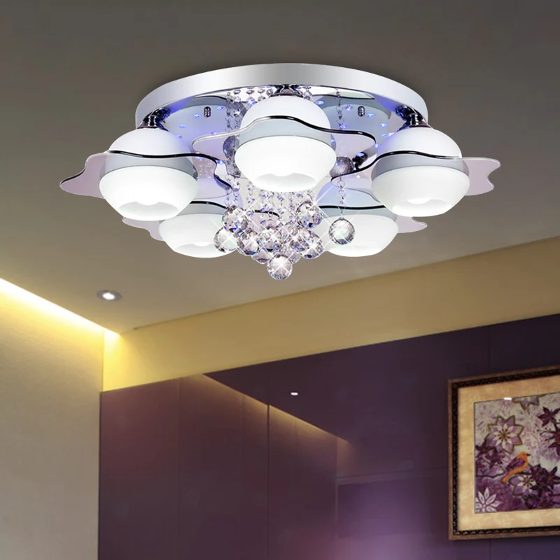 Estatuilla Decorativa de Lámpara de techo con forma de flor, moderna bola de cristal, 3/5/7 cabezales, color gris, luz emp...