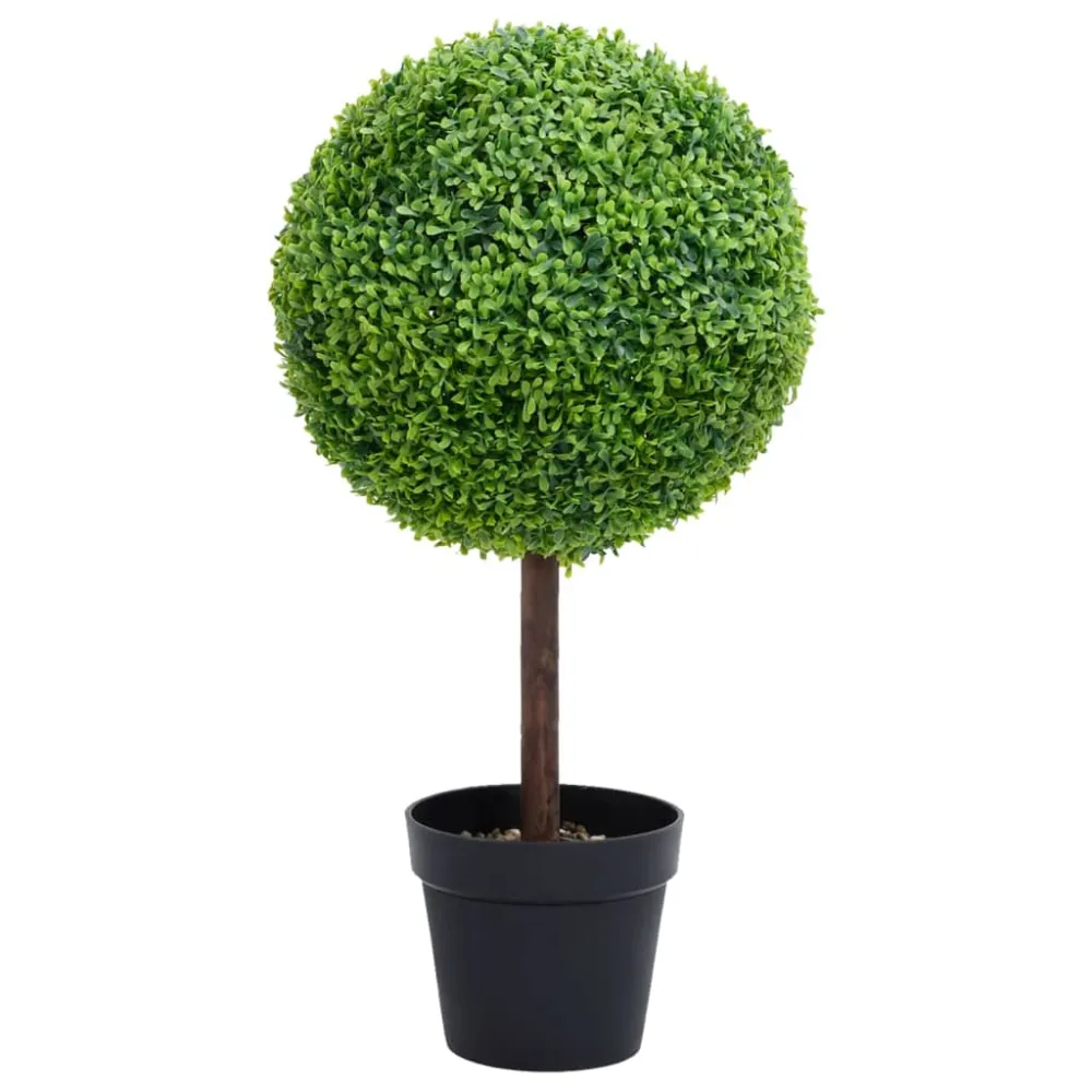 Estatuilla Decorativa de vidaXL planta de boj artificial forma de bola con maceta verde 50 cm