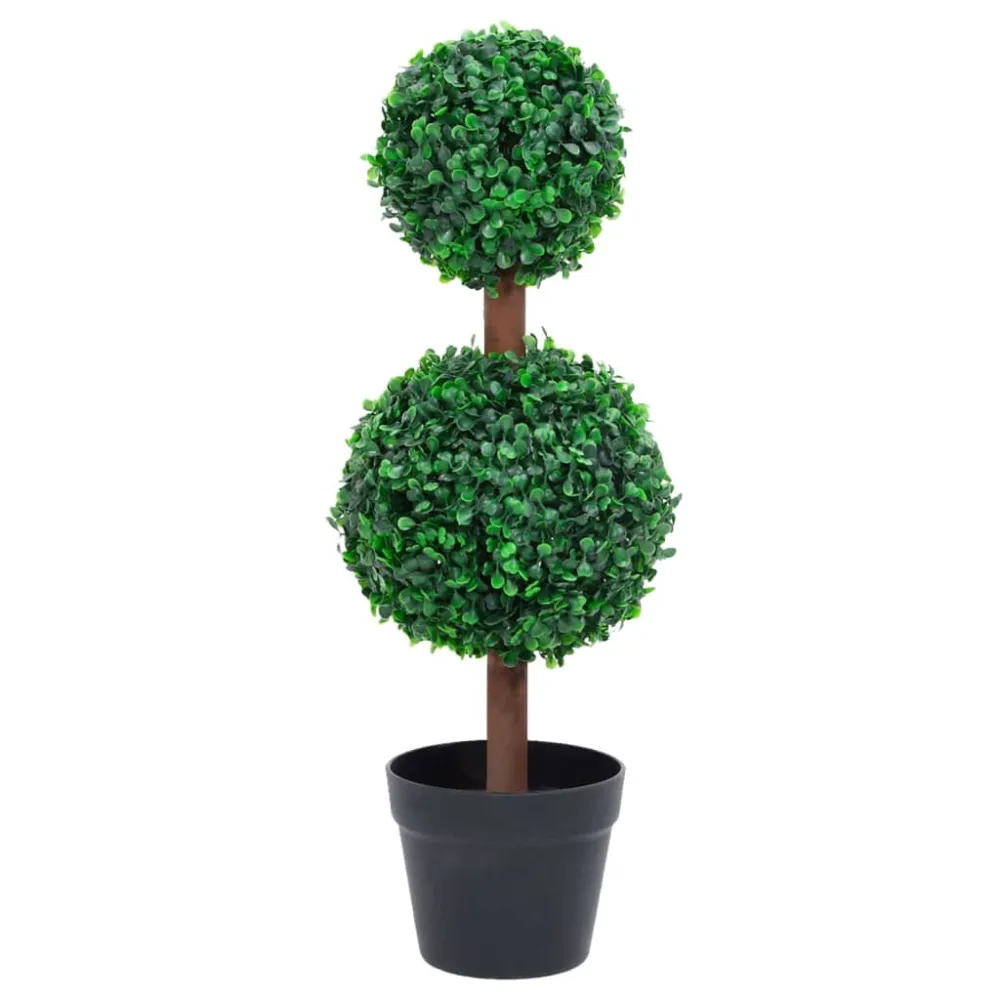 Estatuilla de Jardín vidaXL planta de boj artificial forma de bola con maceta verde 60 cm