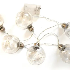 Figura de Exterior Resina 6 bolas LED grandes, d 8 cm, 4 LED en cada bola, con caja para pilas