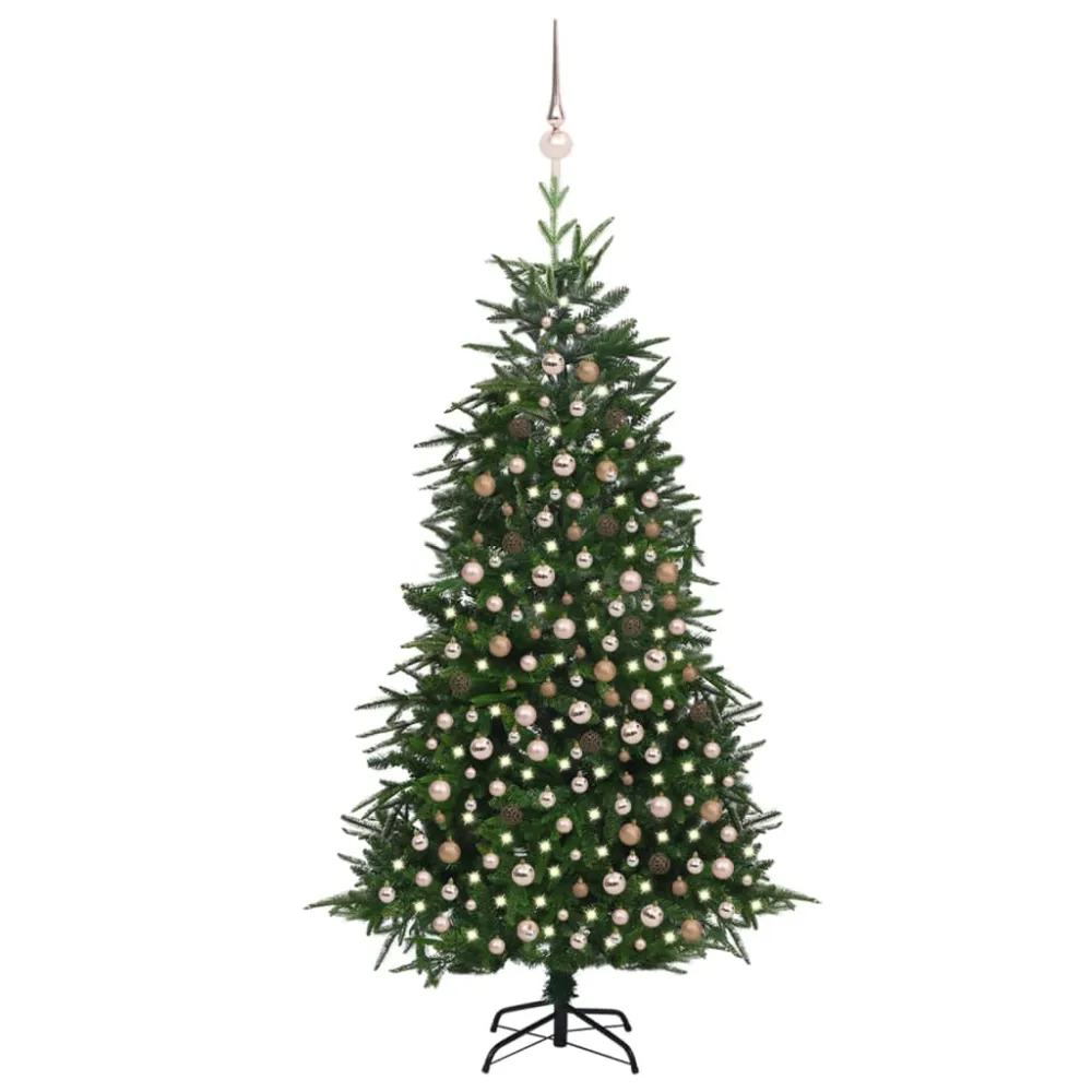 Figura de Exterior vidaXL árbol de navidad artificial con LED y bolas PVC&pe verde 210 cm