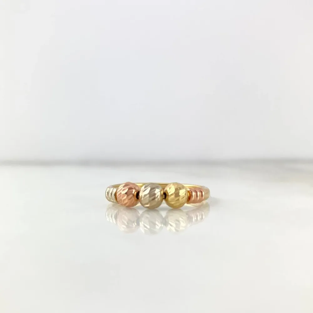 Figura Ornamental Anillo Tres Esferas 1.65gr / T7 / 5mm Bolas Diamantadas Tres Oros