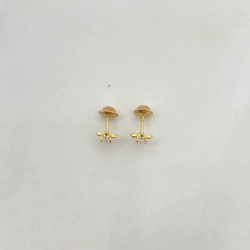 Figura Ornamental Topos Cruz Bolas 0.95gr / Circon Blanco Oro Amarillo $