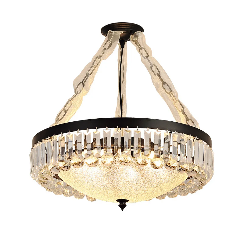 Lampe suspendue en forme de bol, lustre rustique en verre ondulé avec accents de cristal K9 Conjunto de 2 Piezas