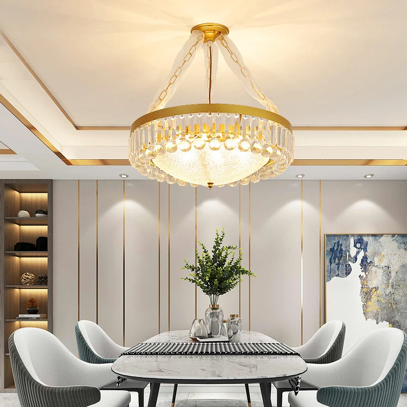 Lampe suspendue en forme de bol, lustre rustique en verre ondulé avec accents de cristal K9 Conjunto de 2 Piezas