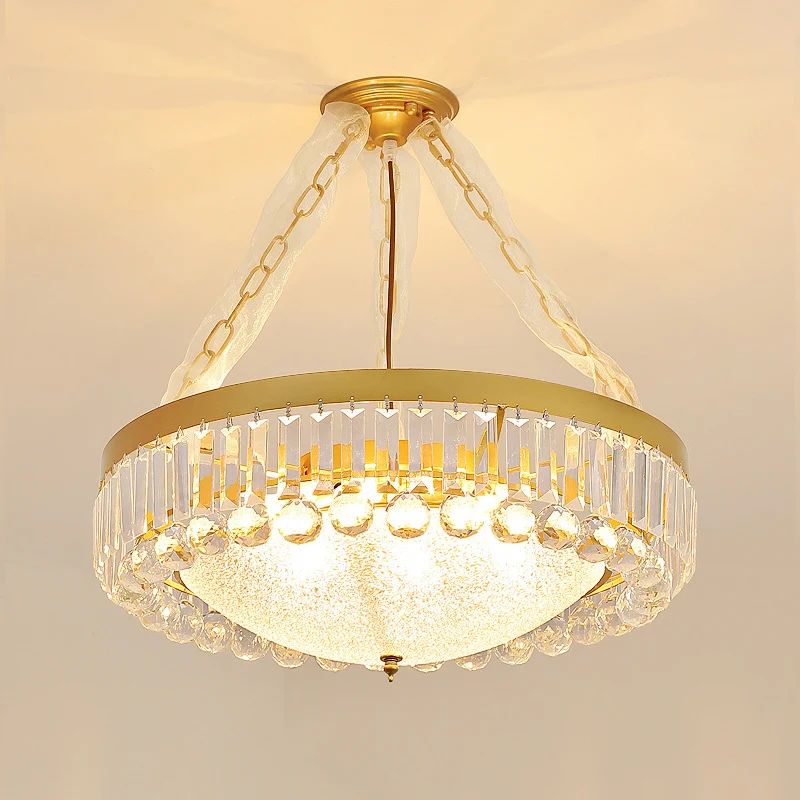 Lampe suspendue en forme de bol, lustre rustique en verre ondulé avec accents de cristal K9 Conjunto de 2 Piezas