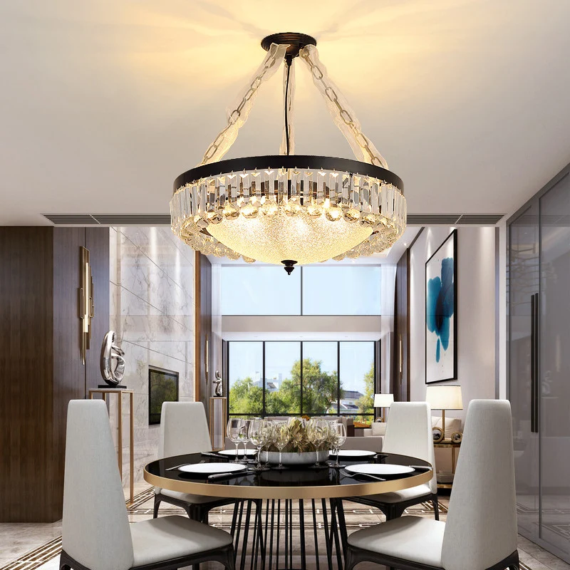 Lampe suspendue en forme de bol, lustre rustique en verre ondulé avec accents de cristal K9 Conjunto de 2 Piezas