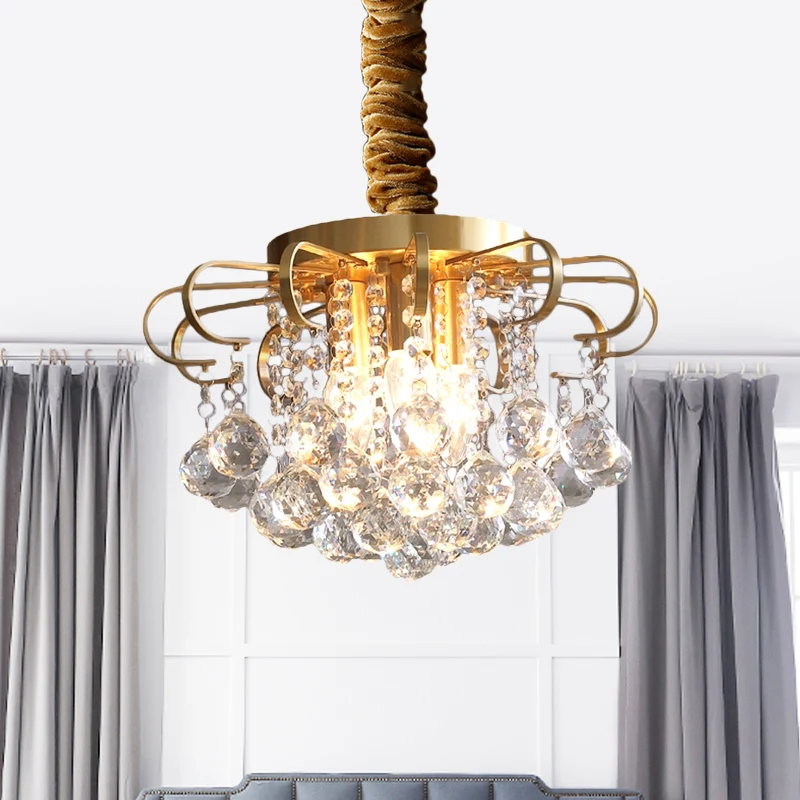 Lámpara colgante de 3/5 bombillas, lámpara colgante tradicional floral facetada con bola de cristal en oro, 14"/18" de lar...
