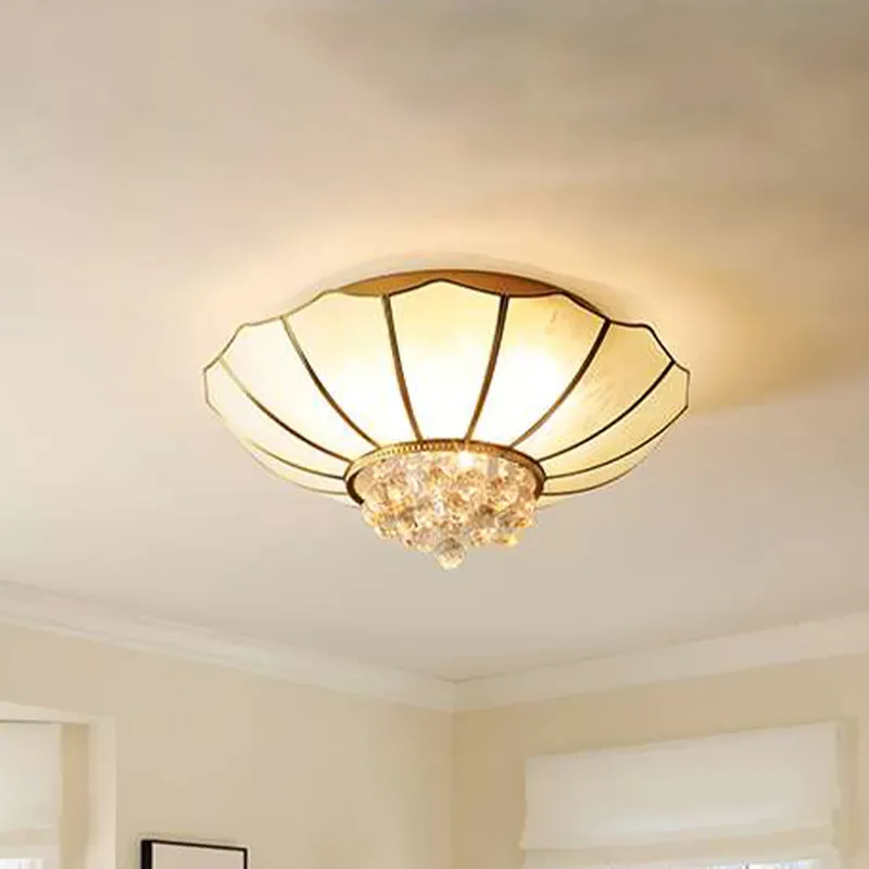 Lámpara empotrada festoneada de vidrio lechoso colonialista 4/6 luces montaje empotrado para dormitorio con bola de crista...