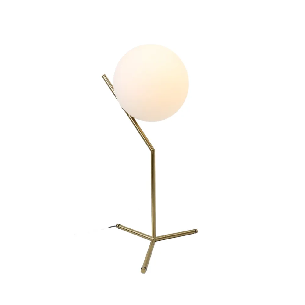 Lámpara de mesa oro y bola de cristal blanca, nórdico para salón con Pintura Resistente