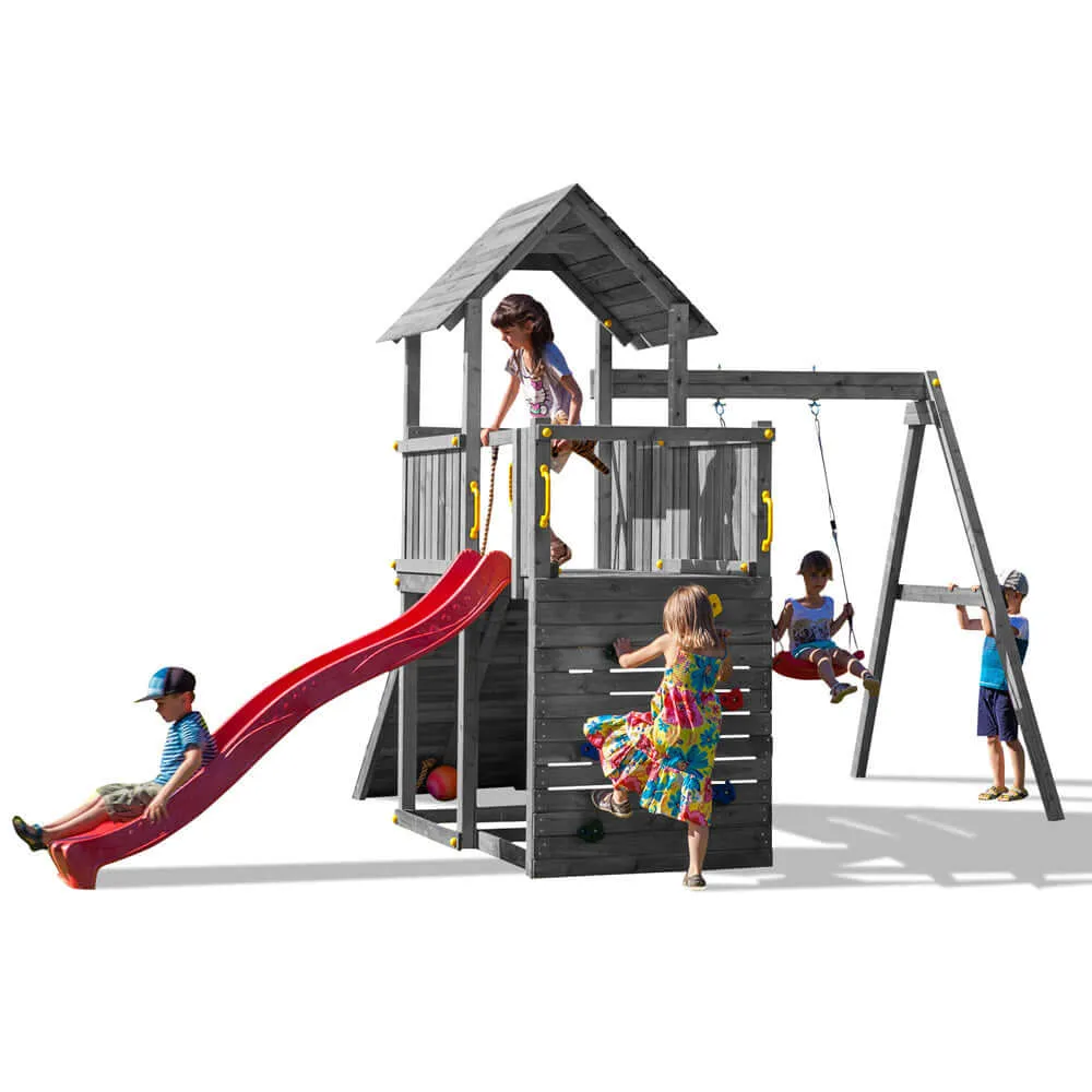 Parque infantil Carol 3 cor Cinza com escorrega con Base Incluida