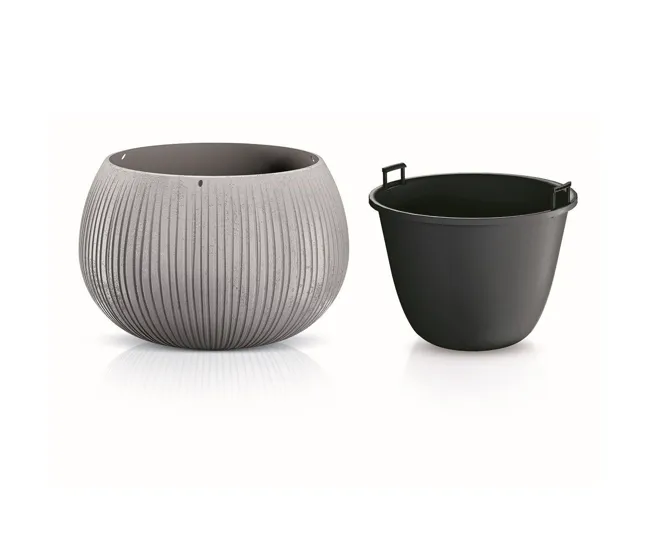 Prosperplast Beton Bowl De Plástico Con Depósito En Color Cemento, 21,8 esbelto X 37 (Ancho) X 37 (Profundo) Cms