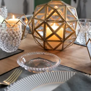 Sphère Décorative En Cristal Avec Détails Dorés Moyenne Conjunto de 2 Piezas