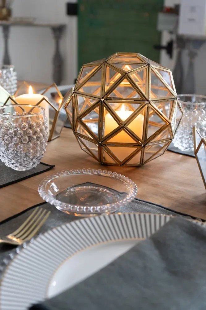 Sphère Décorative En Cristal Avec Détails Dorés Moyenne Conjunto de 2 Piezas