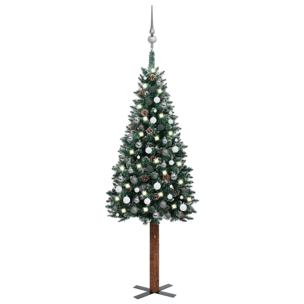 vidaXL árbol de navidad ligero con luces y bolas verde 210 cm