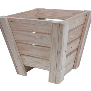 Macetero Abril Abierto De Madera Puro De 60 X 60 X 52 Cm 10° 90l + Bolsa Geotextil, Ideal Para Interior.. con 3 Macetas de...