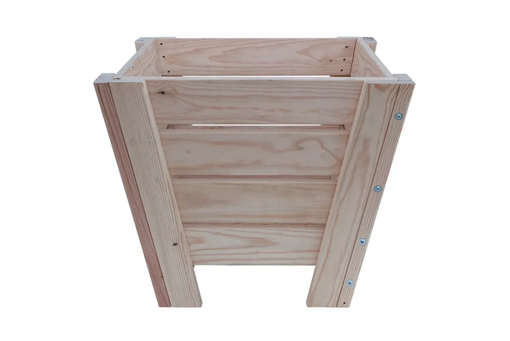 Macetero Abril Abierto De Madera Puro De 60 X 60 X 52 Cm 10° 90l + Bolsa Geotextil, Ideal Para Interior.. con 3 Macetas de...