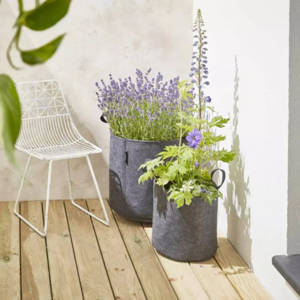Soporte para Macetas Ajustable Bag4Plant Bolsa de plantación de fieltro geotextil gris ø25cm 12,3 L