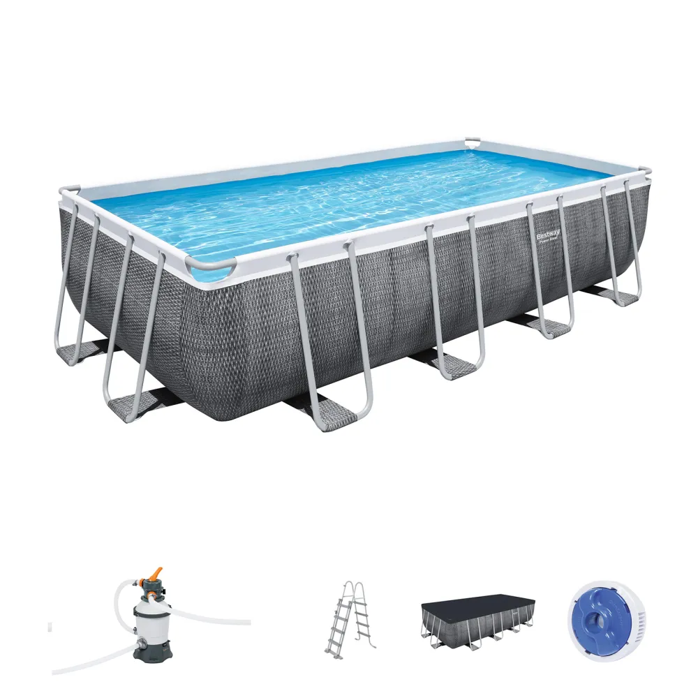 Piscina desmontable tubular Bestway power acero diseño rattan 488x244x122 c