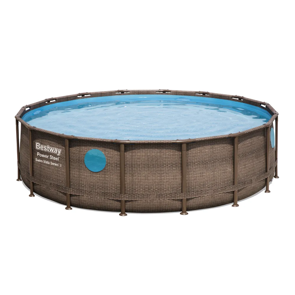 Piscina desmontable tubular Bestway power de acero diseño rattan 488x122 cm de