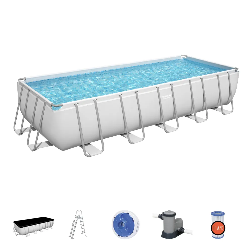 Piscina desmontable tubular Bestway power inoxidable 640x274x132 cm depuradora c