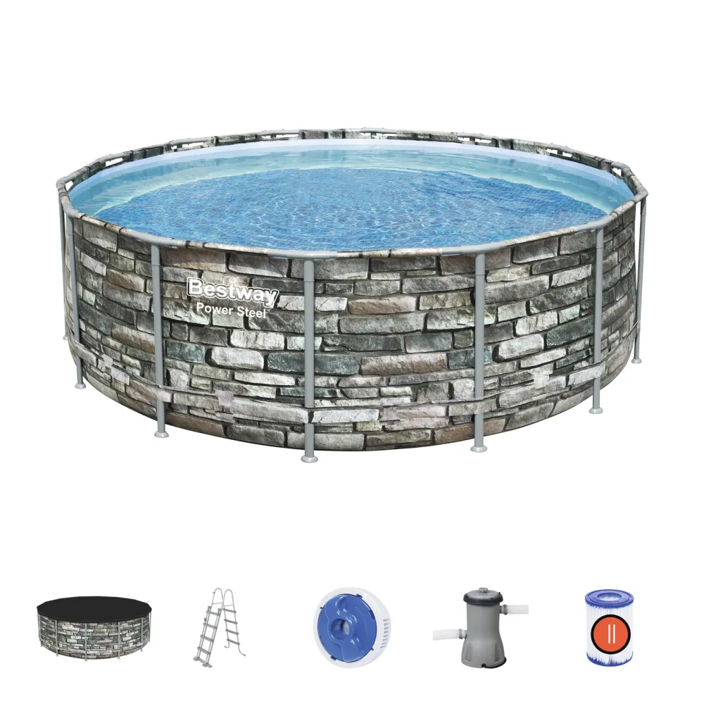 Piscina desmontable tubular Bestway power metal diseño piedra 427x122 cm de