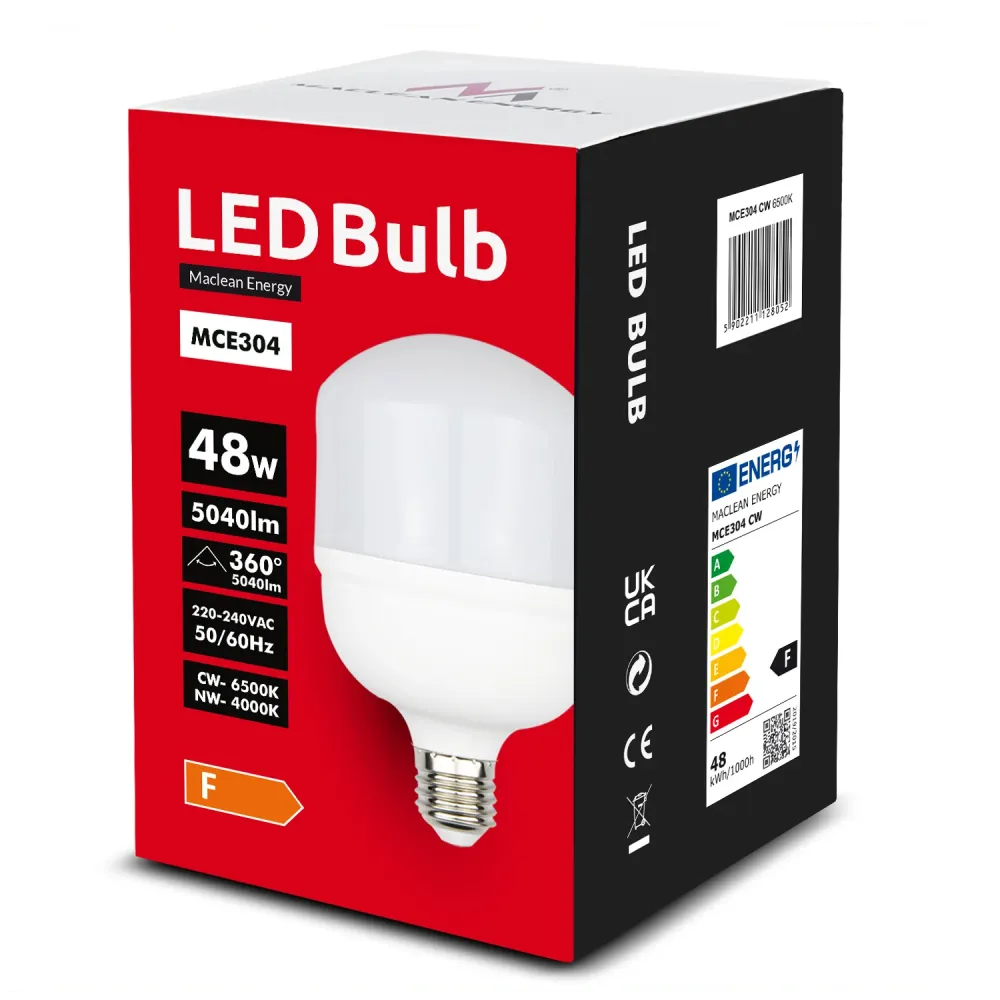 Bombilla LED Maclean, E27, 48 W, 220-240 V CA, blanco neutro, 4000 K, 5040 lm, MCE304 NW con Crecimiento Acelerado