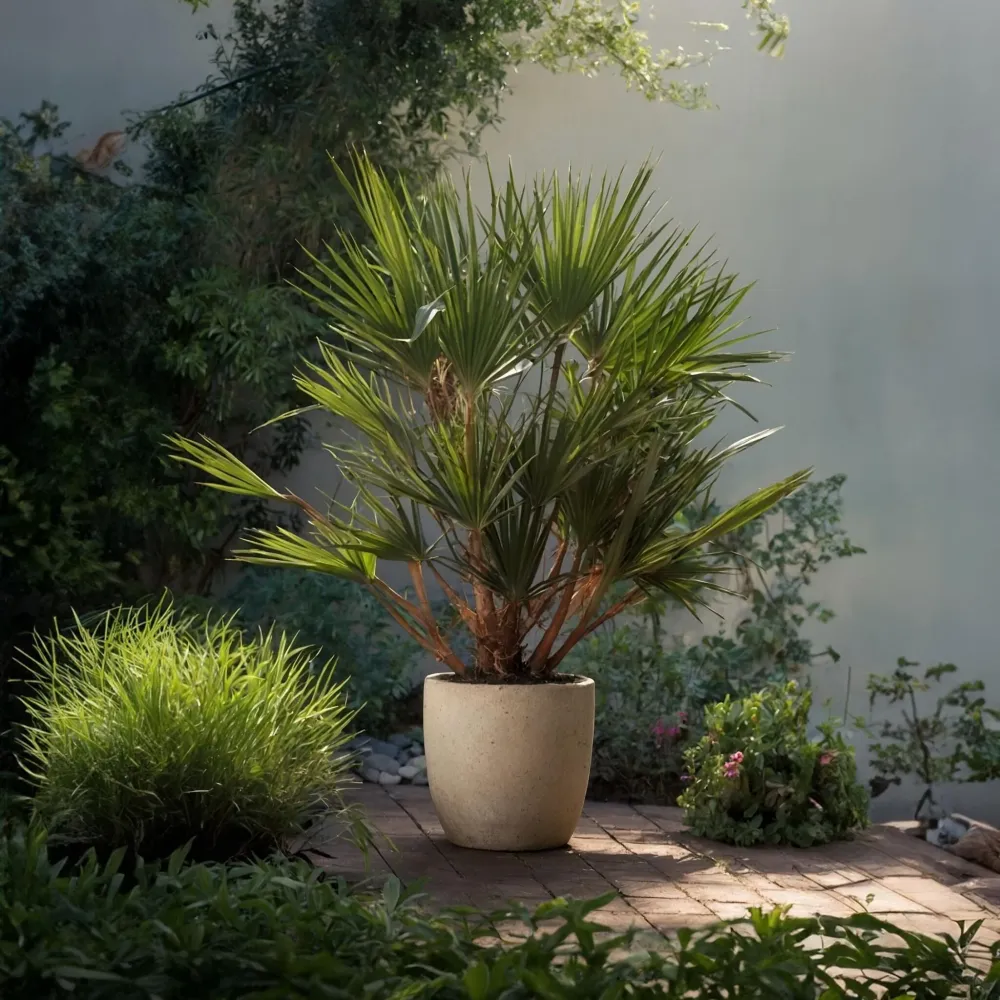 Palmito - 2 Pzs - Chamaerops Humilis - Altura 70-80cm - ⌀21cm con 3 Cabezales de Riego