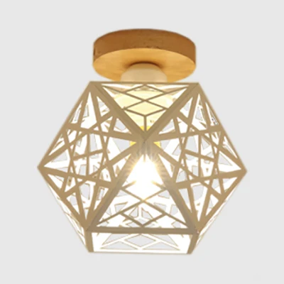Premium de Jardinerí 1 bombilla metálica de montaje semiempotrado, estilo Loft, jaula Pentágono negra/blanca, accesorio mo...