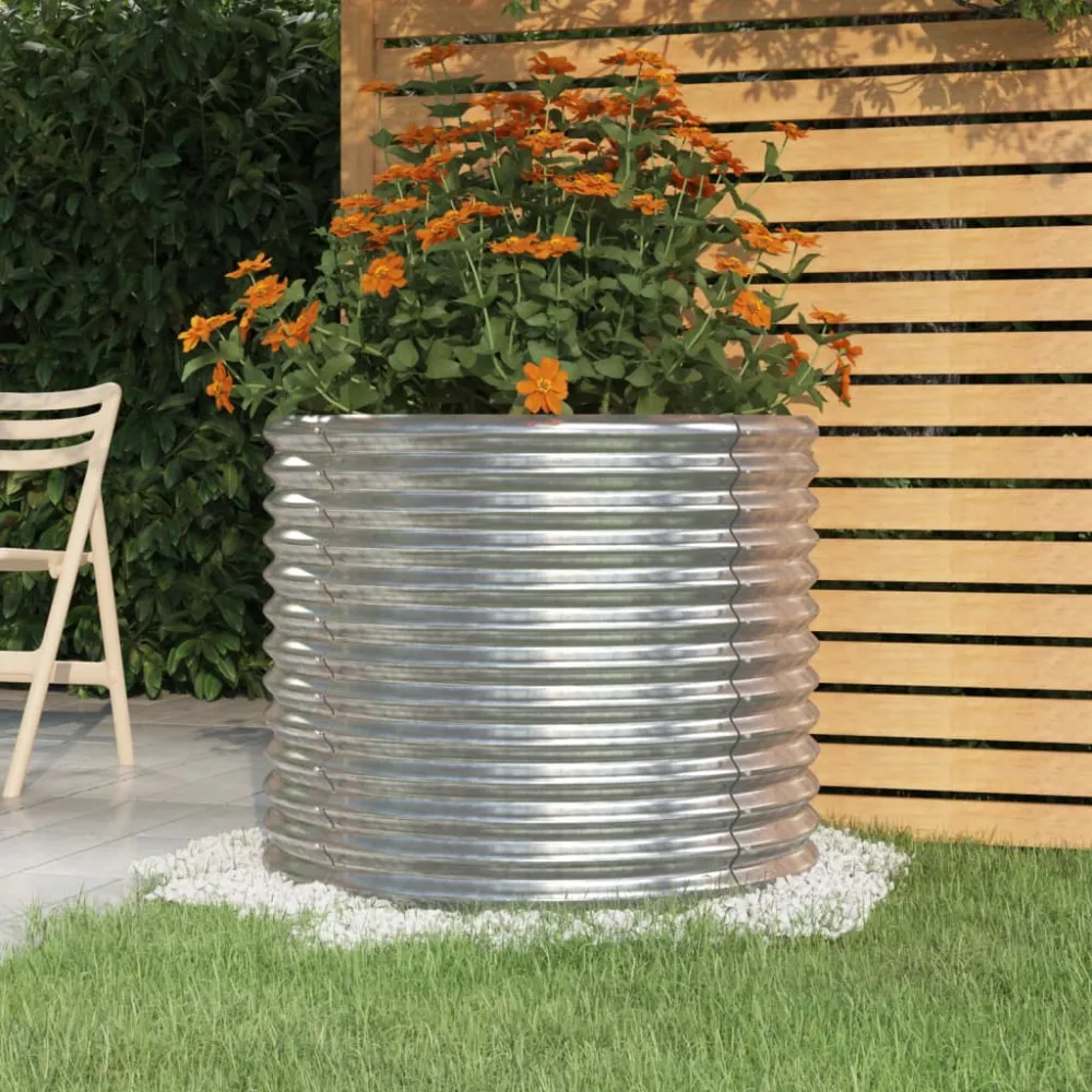 Tanque para Mezcla de Fertilizantes vidaXL jardinera de acero recubrimiento en polvo plateado 80x80x68 cm